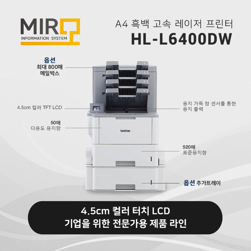 흑백 레이저 프린터 브라더 HL-L6400DW